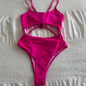 Amazon Women's Fuchsia Cut-Out One Piece Swimsuit